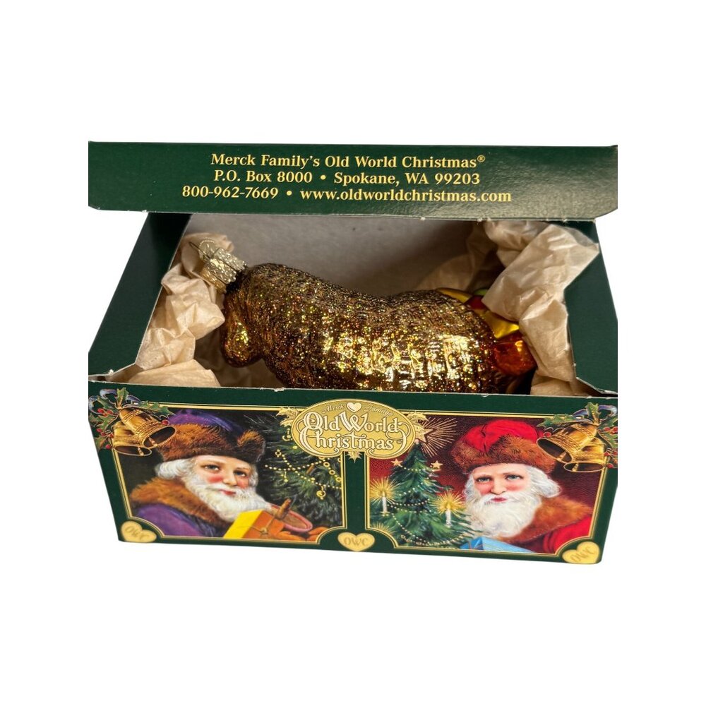 Old World Christmas Glitter Cornucopia Horn Of Plenty Ornament Box Tag 4.5" - Picture 9 of 9